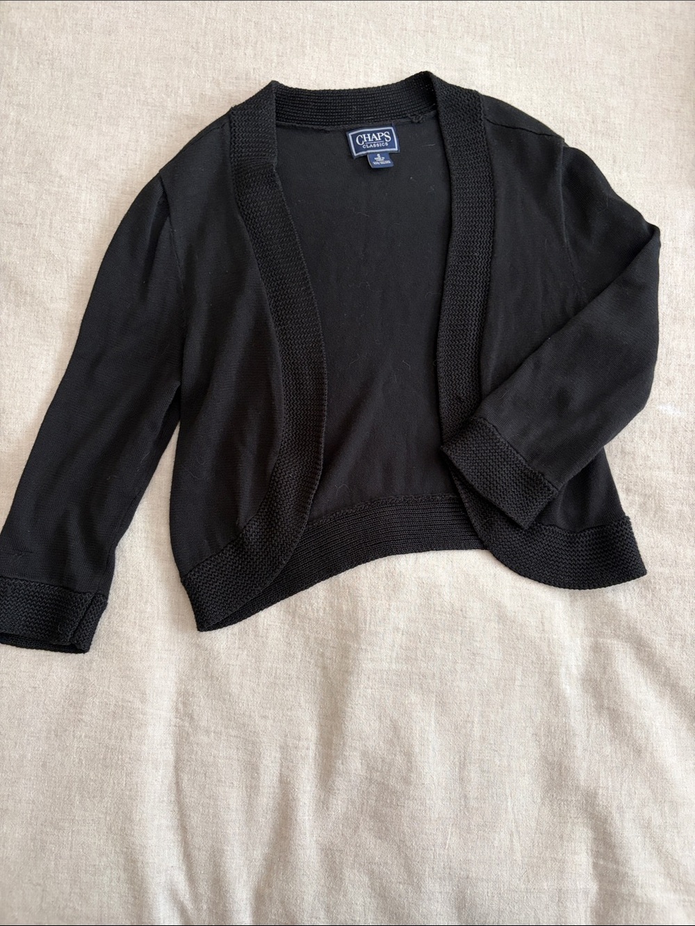 Chaps Women’s Black Open-Front Cropped Cardigan